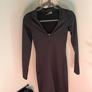 H&M Black Plunge Neck Bodycon Dress